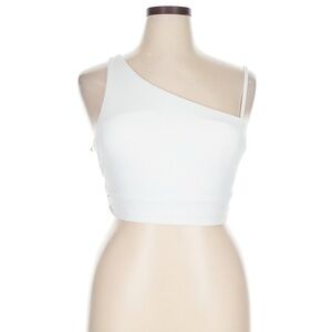Athleta Longline One-Shoulder Sports Bra XL White | Asymmetrical Strappy Crop